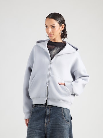 WEEKDAY Zip-Up Hoodie 'Scarlet' in Grey: front