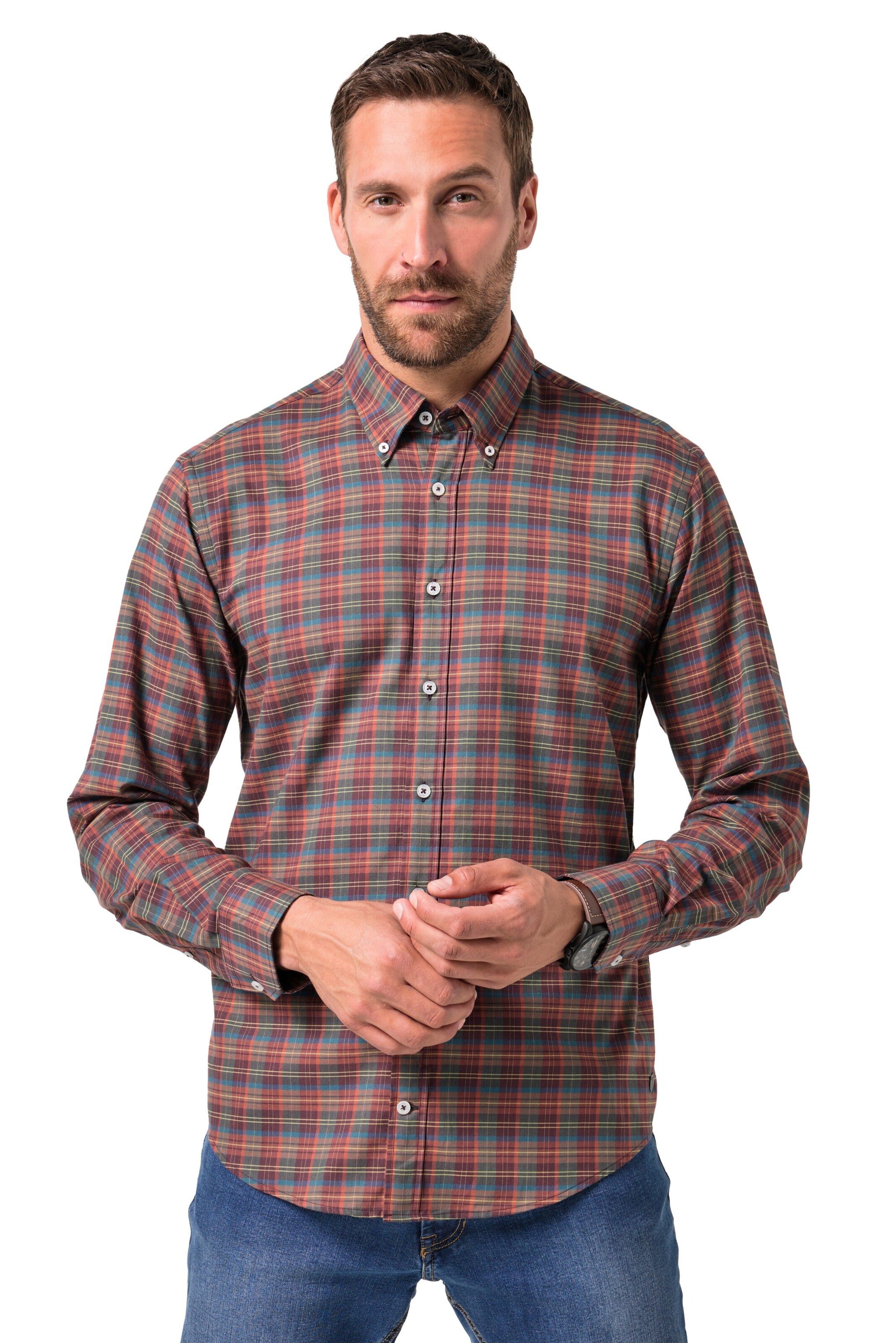 JP1880 Regular fit Overhemd in Rood: voorkant