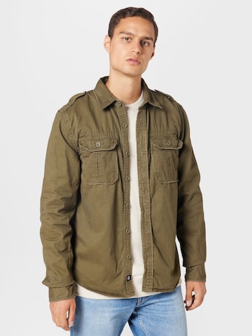 Brandit Regular fit Button Up Shirt in Green: front