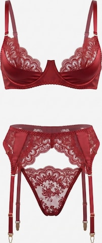 Orchibelle Balconette Underwear Sets 'Carmela' in Red: front