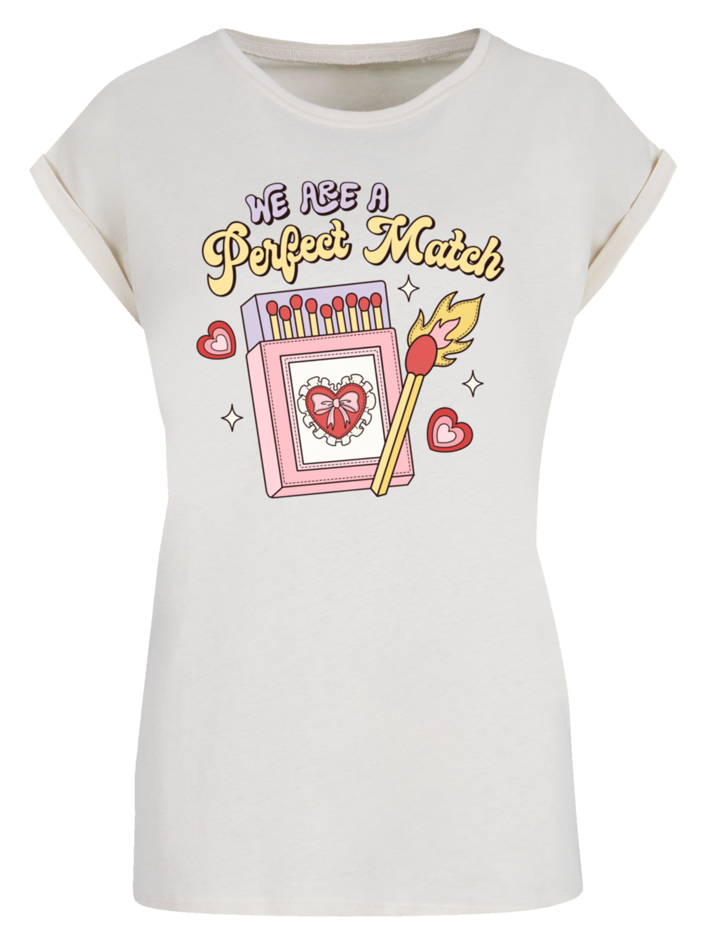 F4NT4STIC T-Shirt 'We Are A Perfect Match Love' in Beige: Vorderseite