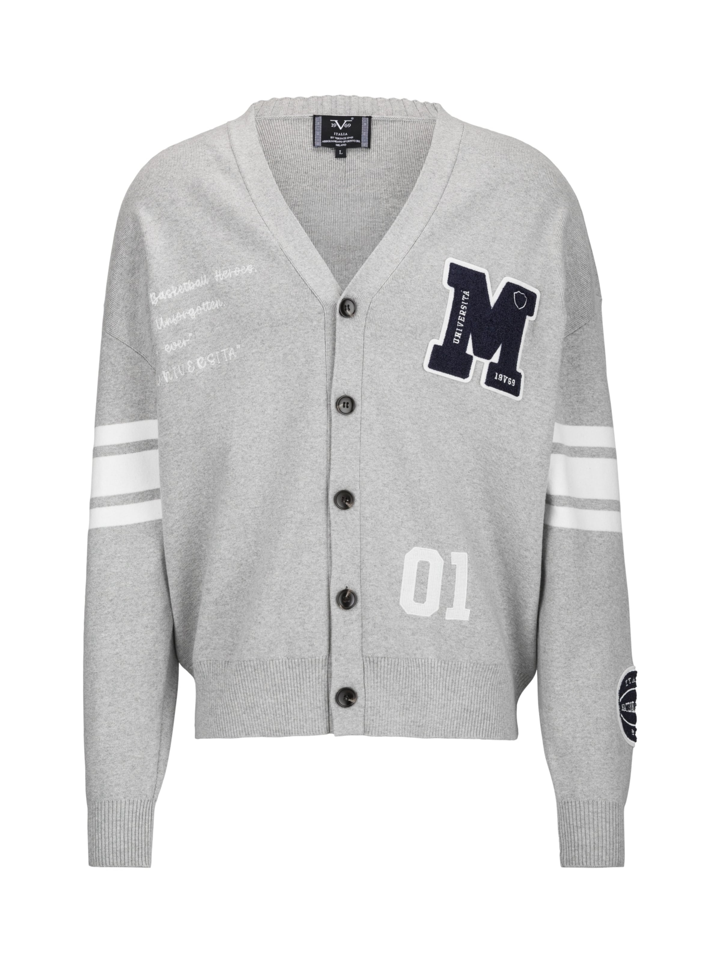 19V69 ITALIA Вязаная кофта 'ALDO' в Серый: спереди