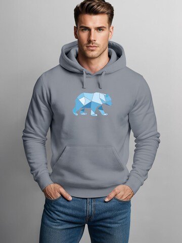Neverless Sweatshirt 'Bär Polygon Blau' in Grey: front