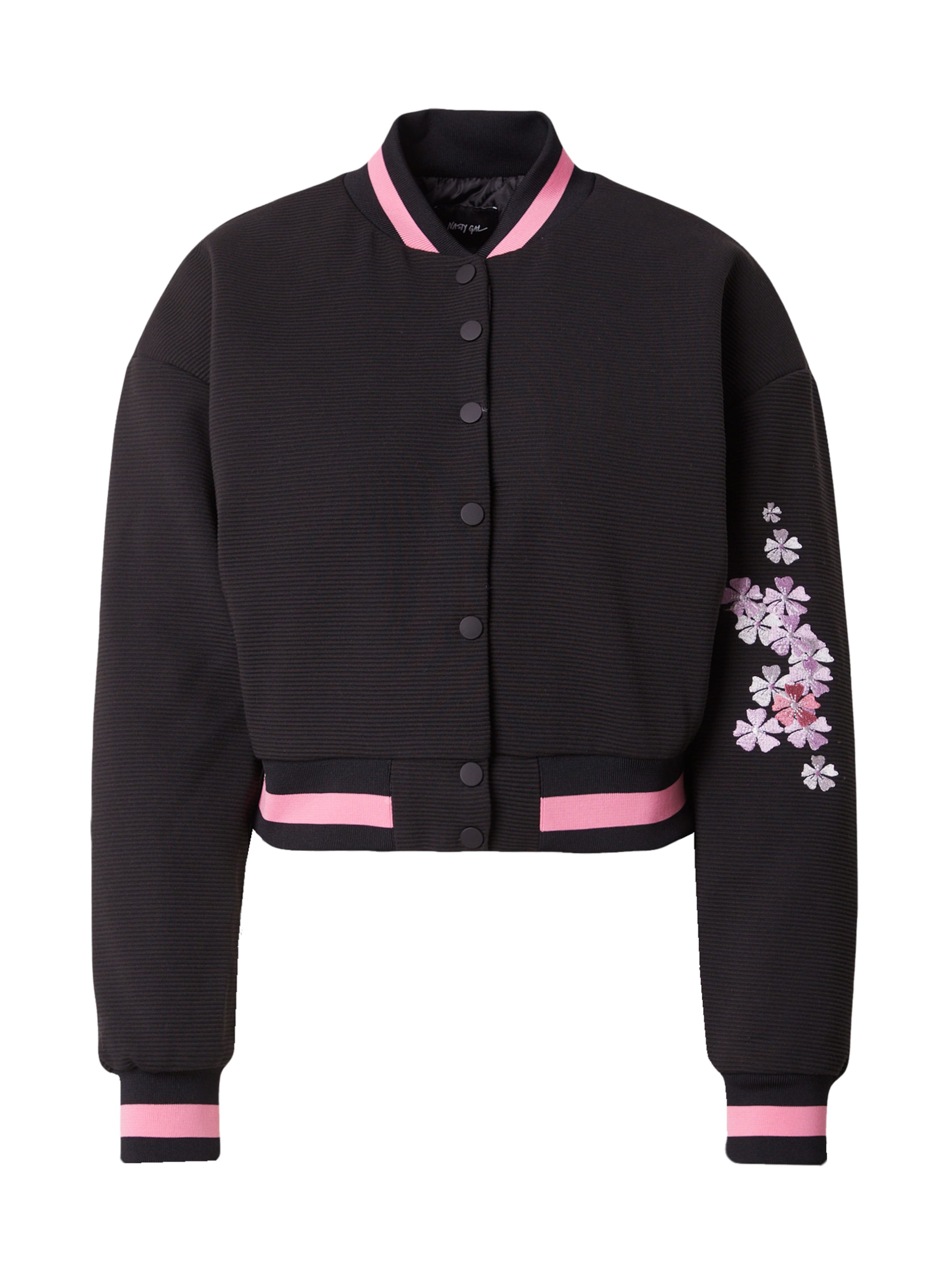 Nasty Gal Φθινοπωρινό και ανοιξιάτικο μπουφάν σε μαύρο: μπροστά