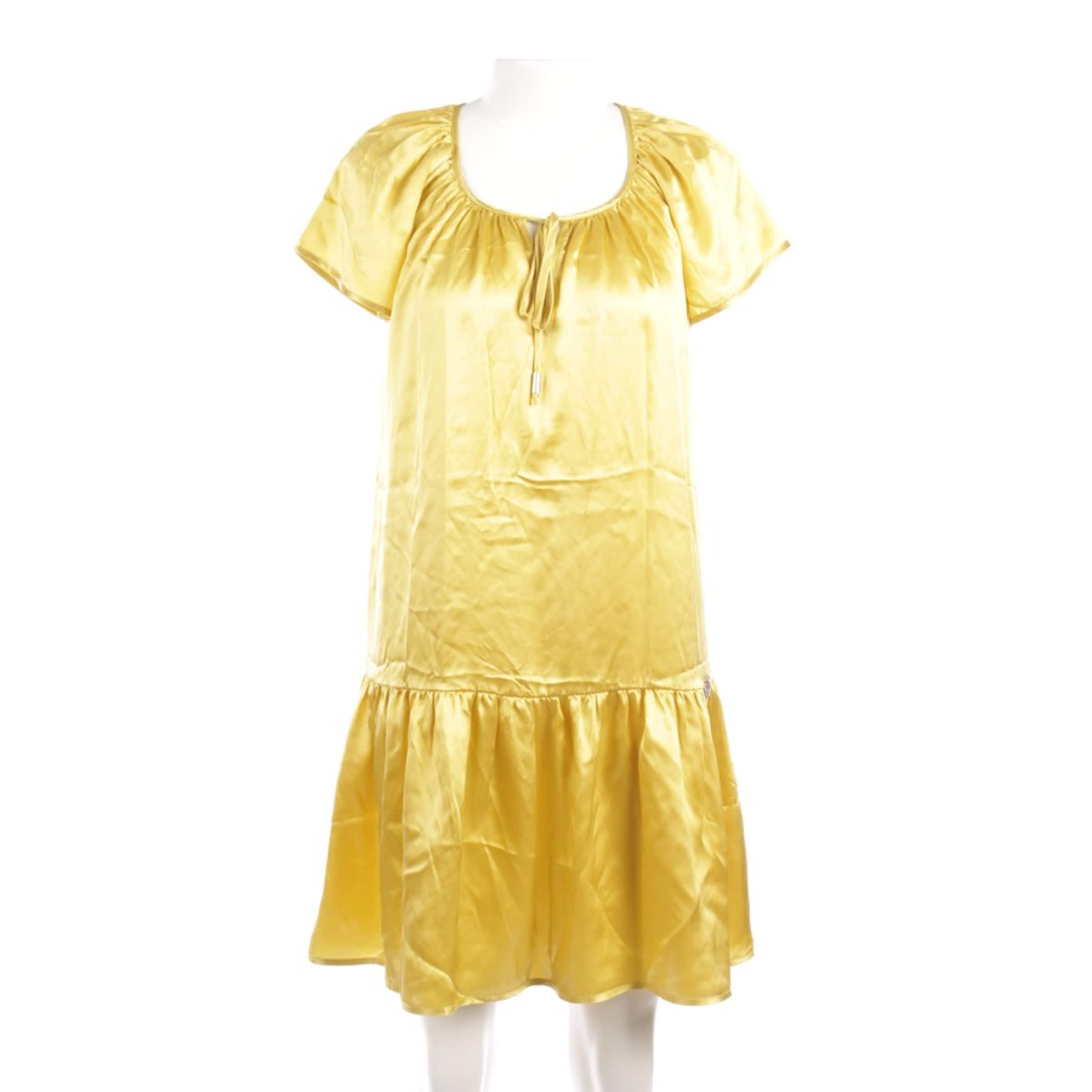 John Galliano Seidenkleid XS in Gelb: Vorderseite