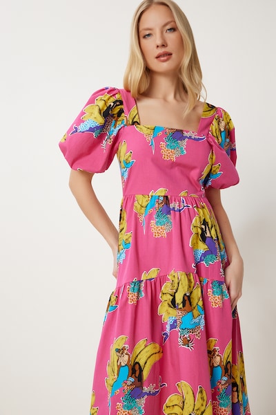 Happiness İstanbul Рокля в лазурно синьо / жълто / тъмнолилаво / светлорозово, Преглед на продукта