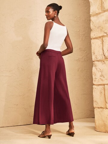 love & roses - Pierna ancha Pantalón de pinzas en rojo