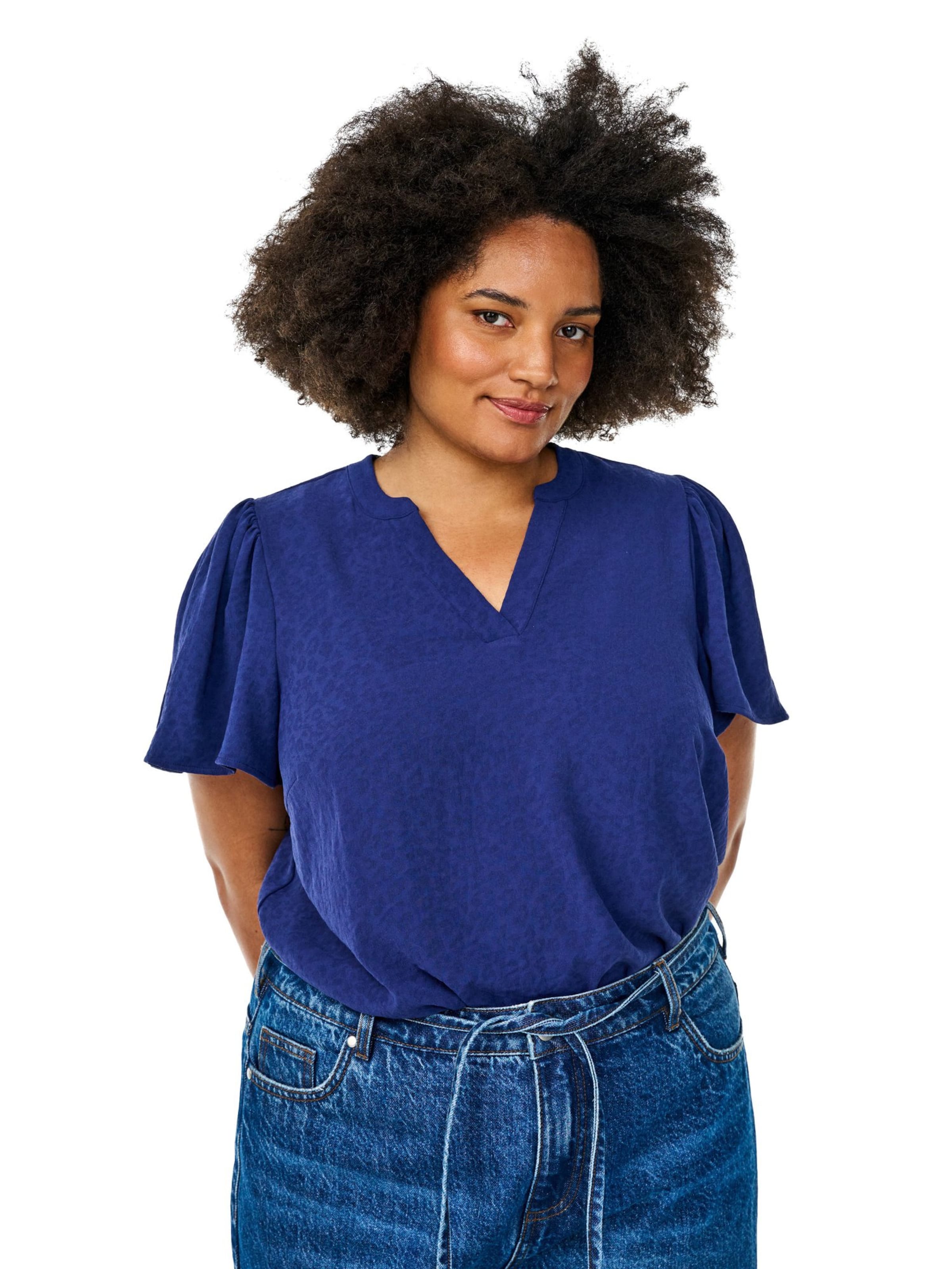 Zizzi Bluse 'CALEMINA' in Blau: Vorderseite