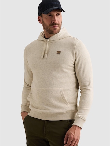 PME Legend Collegepaita 'Hoodie with rubber badge and kangaroo pocket' värissä valkoinen