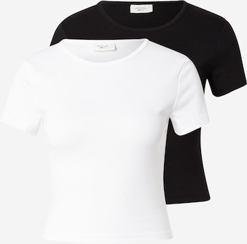 Gina Tricot Тениска в черно: отпред