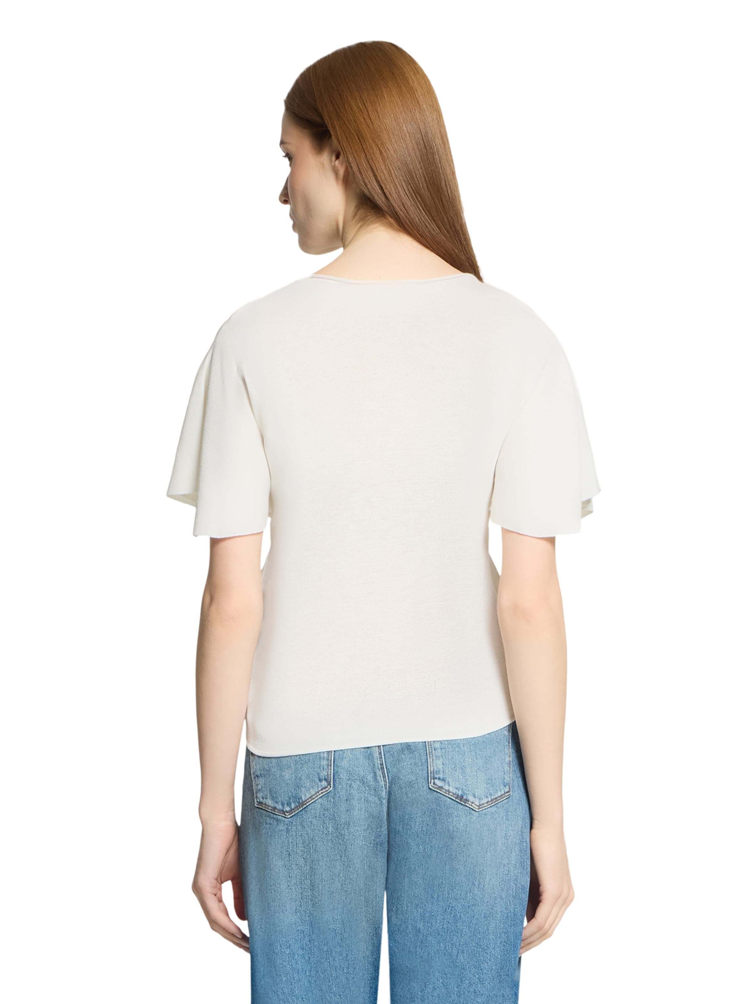 Cartoon Strickpullover mit Flügelärmeln in Weiß