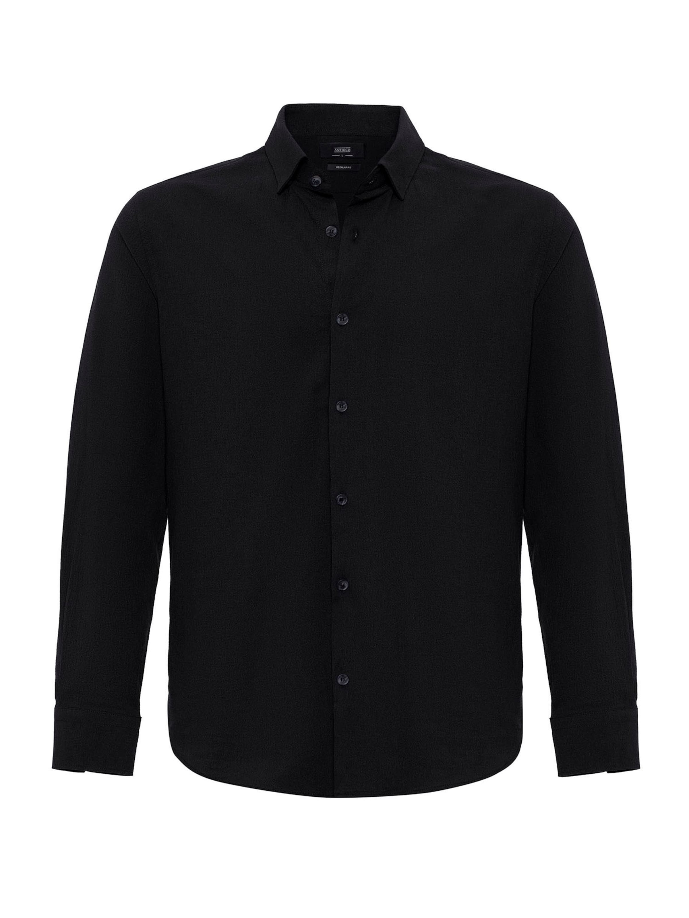 Antioch Regular fit Риза в черно: отпред