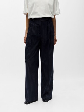 OBJECT - Pierna ancha Pantalón de pinzas en azul: frente