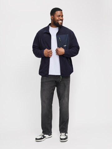 Jack & Jones Plus Fleecejakke 'JJTheo' i blå