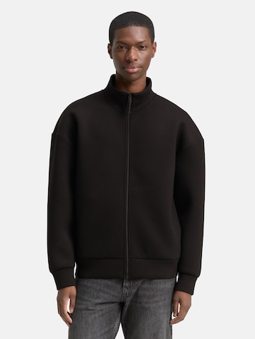 TOM TAILOR DENIM Sweatvest in Zwart: voorkant