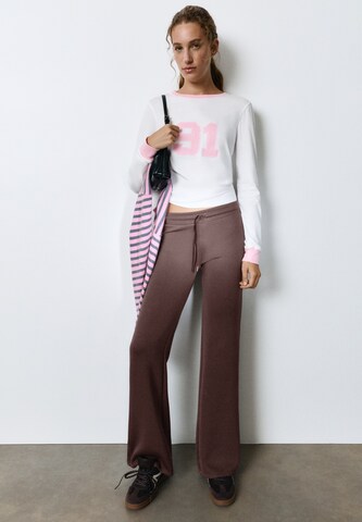 Pull&Bear Flared Hose in Braun