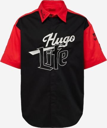 HUGO Red Comfort fit Koszula 'Escar' w kolorze czarny: przód