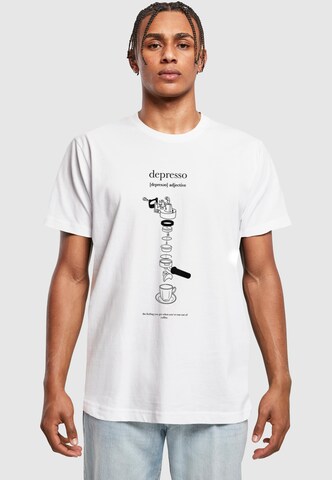 T-Shirt 'Depresso' Mister Tee en blanc : devant