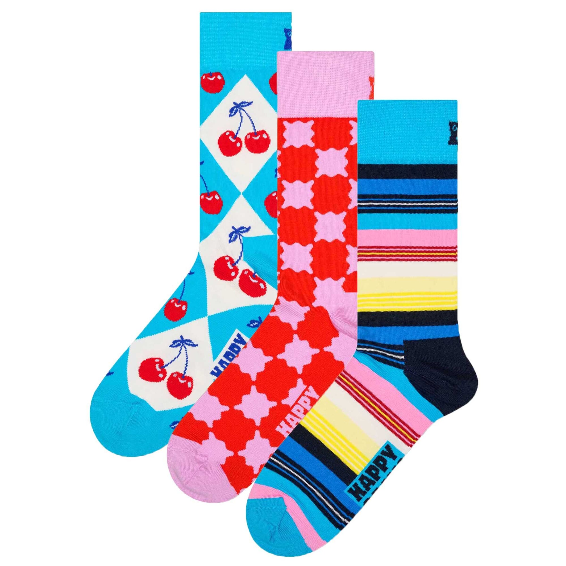 Happy Socks Ponožky 'Cheks and Stripes' – modrá: přední strana