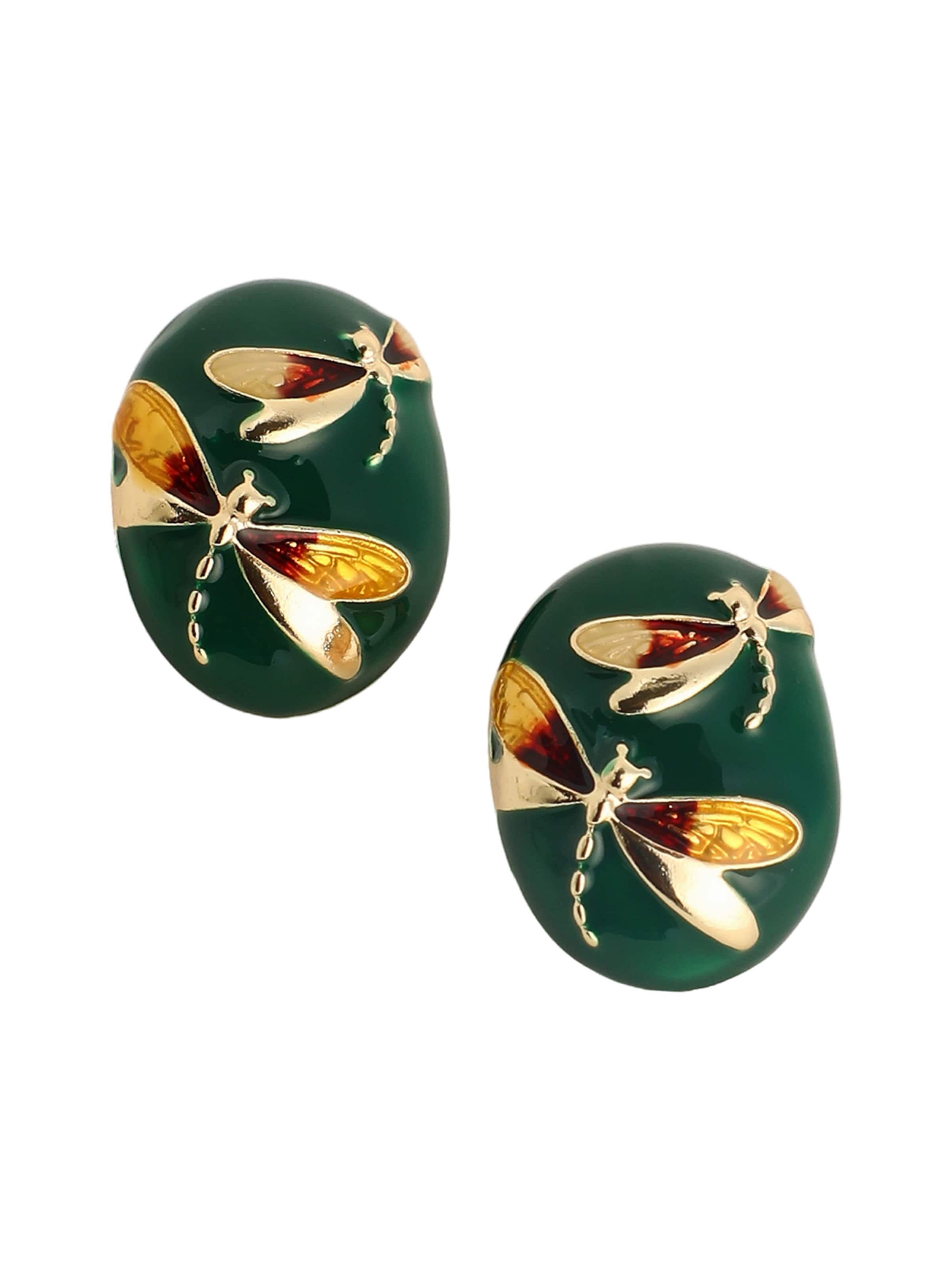 SOHI Kõrvarõngas 'Page', värv roheline: eest vaates