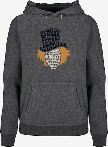 ABSOLUTE CULT Sweatshirt 'Willy Wonka - Typed Head' in Grau: predná strana