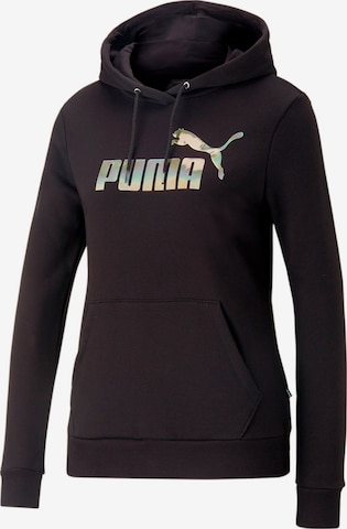 PUMA Спортен суитшърт с качулка в черно: отпред