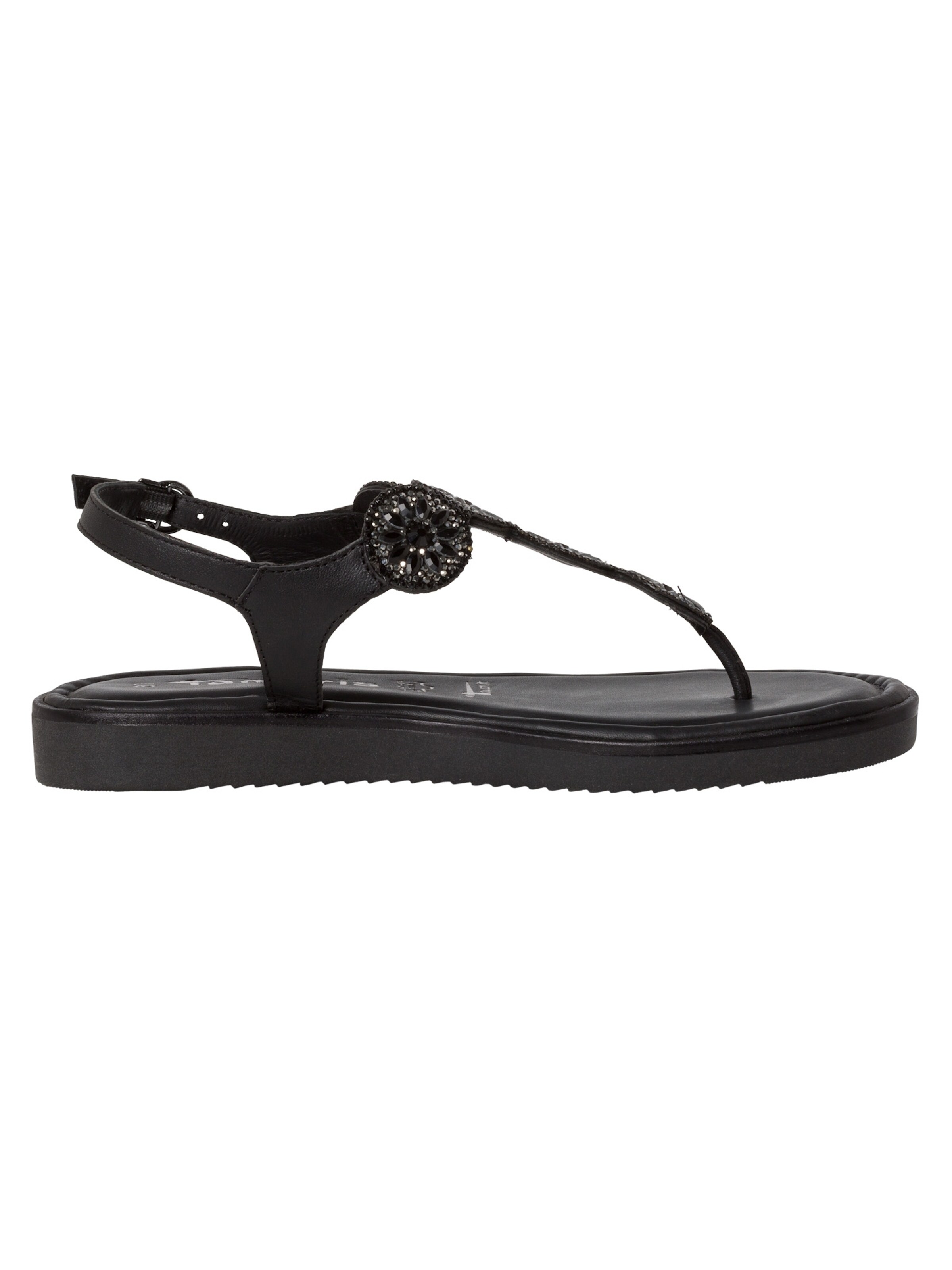 Tamaris T-Bar Sandals in Black