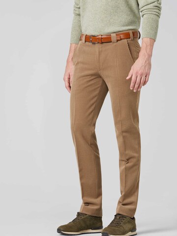 MEYER Regular Chino Pants 'Trevira' in Brown: front