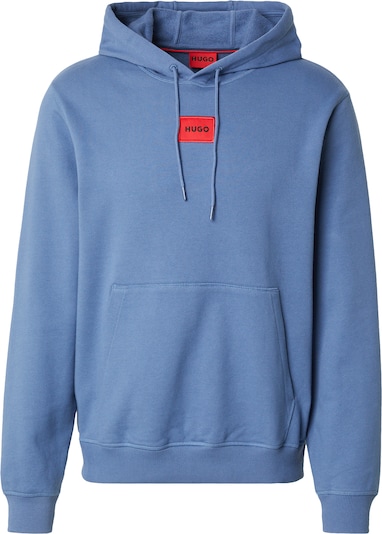 HUGO Sweat-shirt 'Daratschi214' en azur / anthracite / rouge clair, Vue avec produit