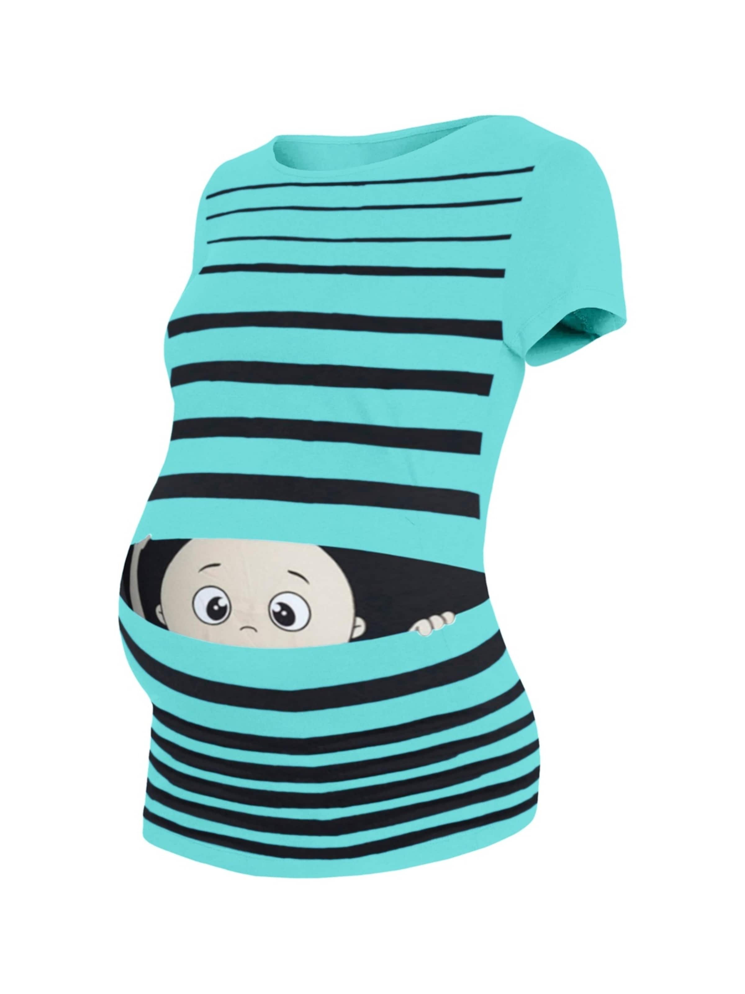 M.M.C. Shirt 'Guck Guck Umstandsshirt' in Blue: front