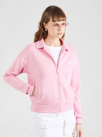 GUESS - Sudadera con cremallera deportiva 'SKYLAR' en rosa: frente