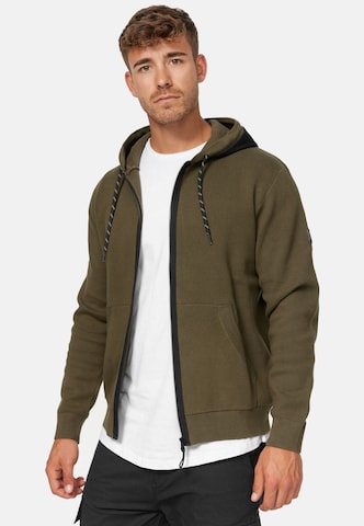 INDICODE JEANS Zip-Up Hoodie in Green