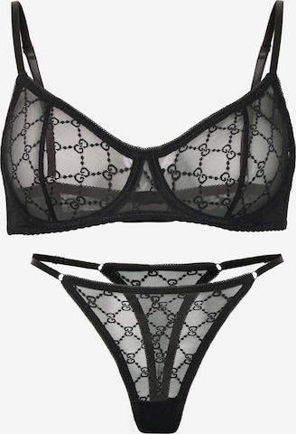 Orchibelle Wäsche-Sets in Schwarz: Vorderseite