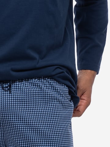 Ammann Pyjama lang 'Night & Home Cotton' in Blau