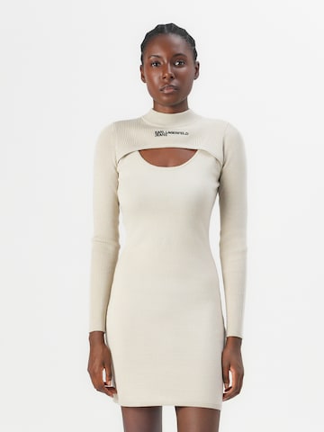 KARL LAGERFELD JEANS Плетена рокля в бежово: отпред