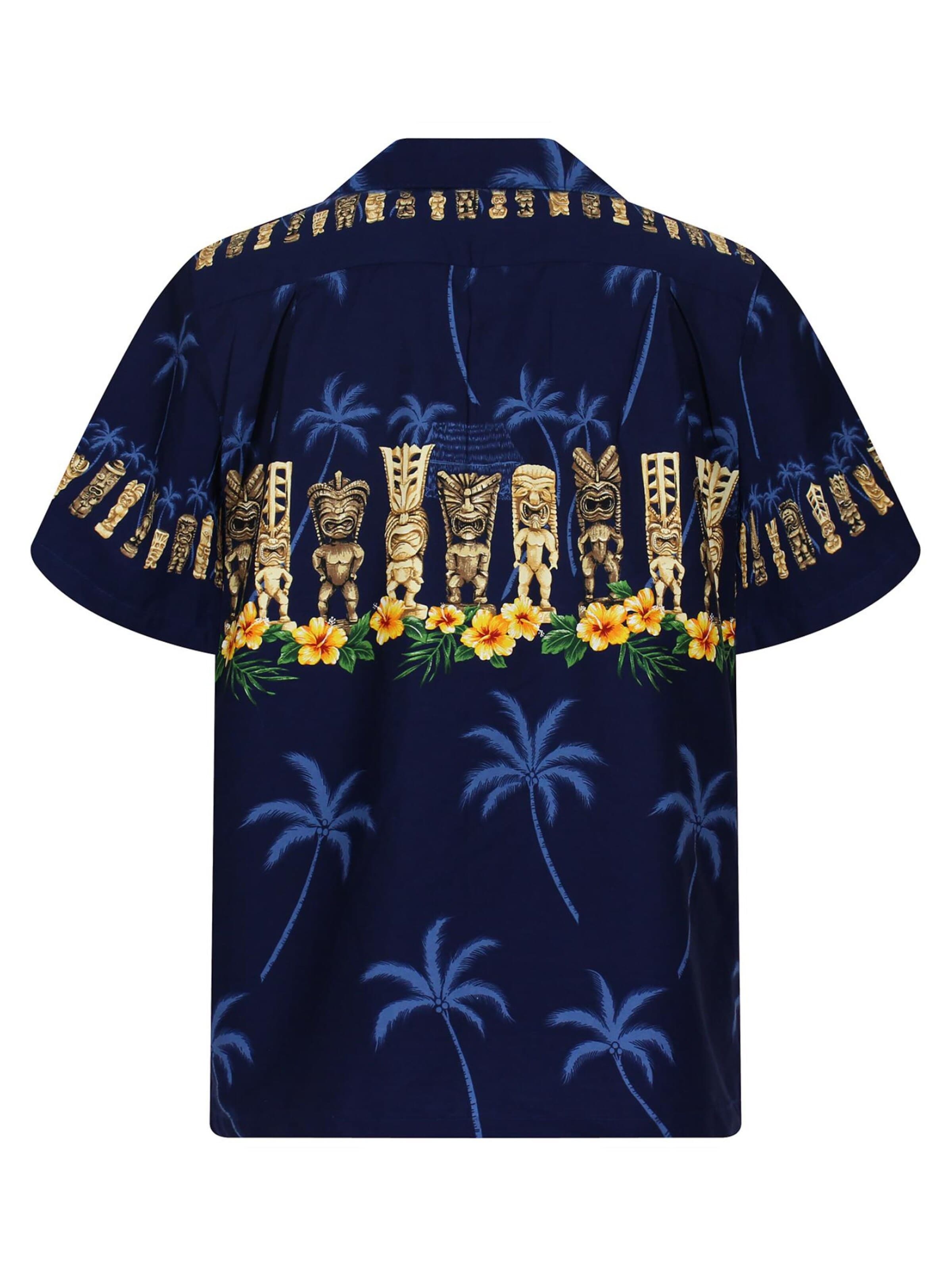 KY's Regular fit Button Up Shirt 'Totem Brustdruck' in Blue