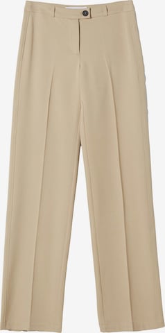 Bershka Pleated Pants in Beige: front