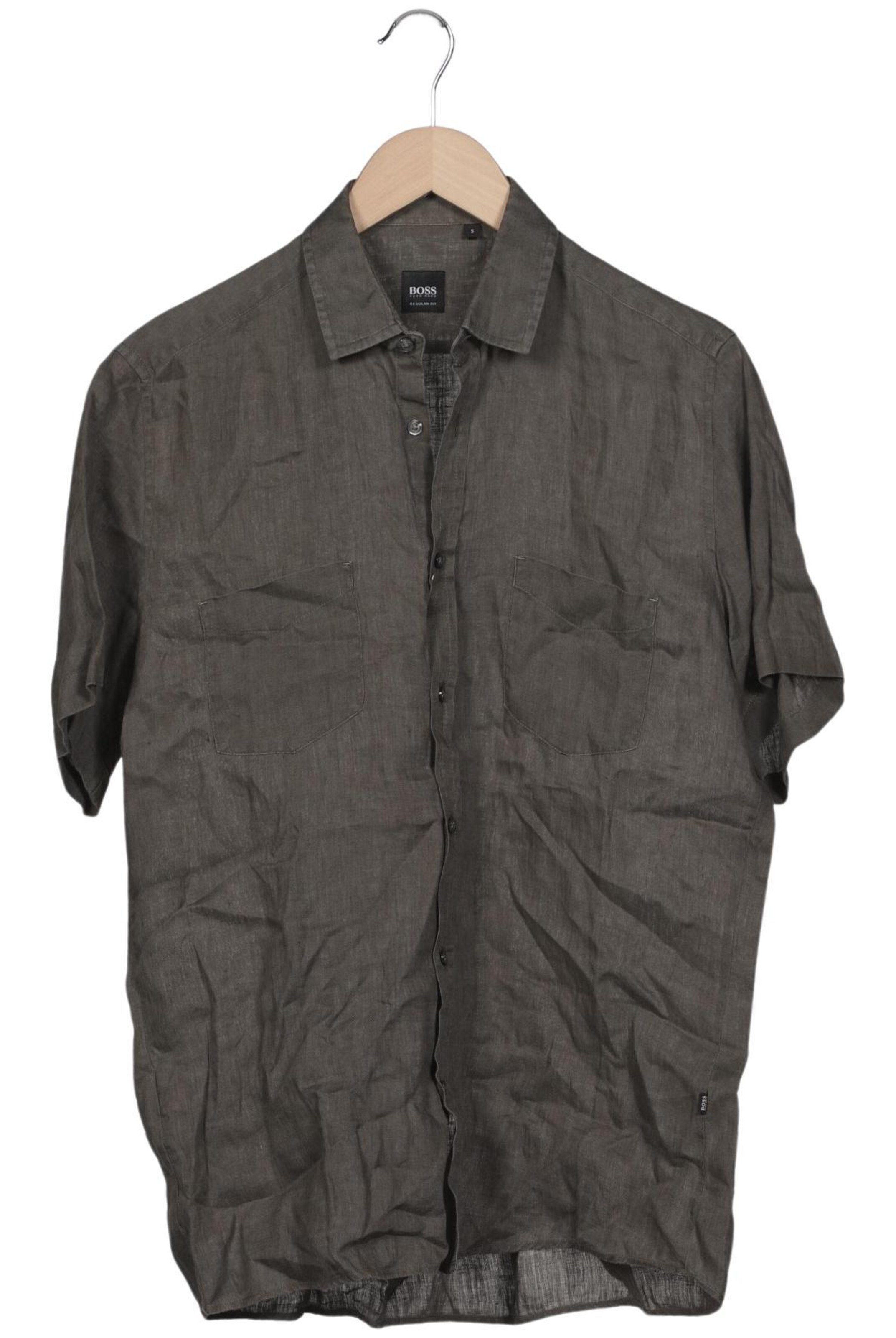 BOSS Black Button Up Shirt in S in Grey: front