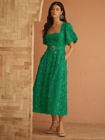 Robe love & roses en vert
