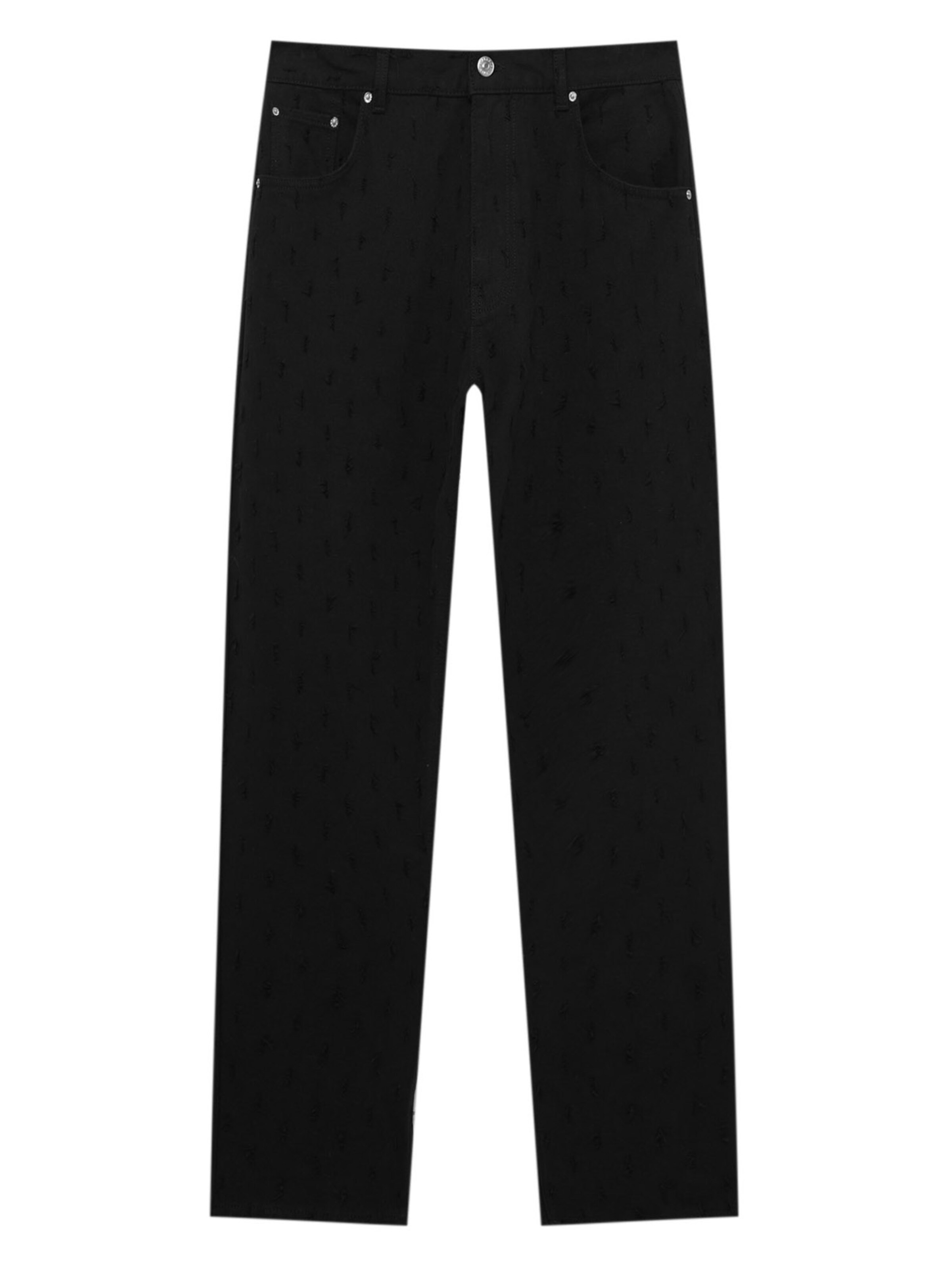 Pull&Bear Regular Trousers in Black: front