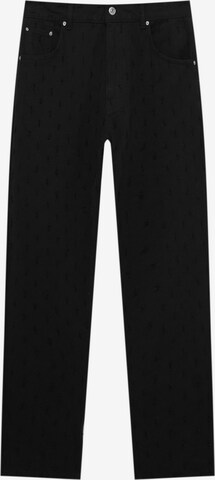 Pull&Bear Regular Trousers in Black: front