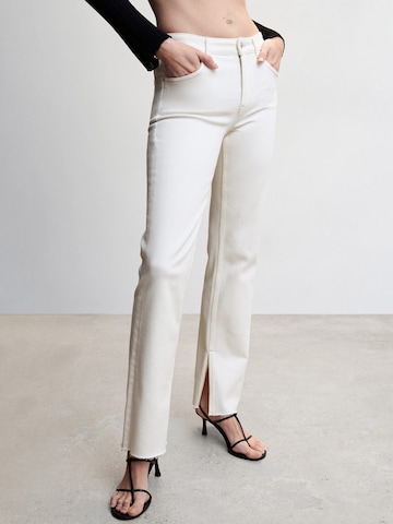 MANGO Slimfit Jeans 'Elle' in Beige: voorkant