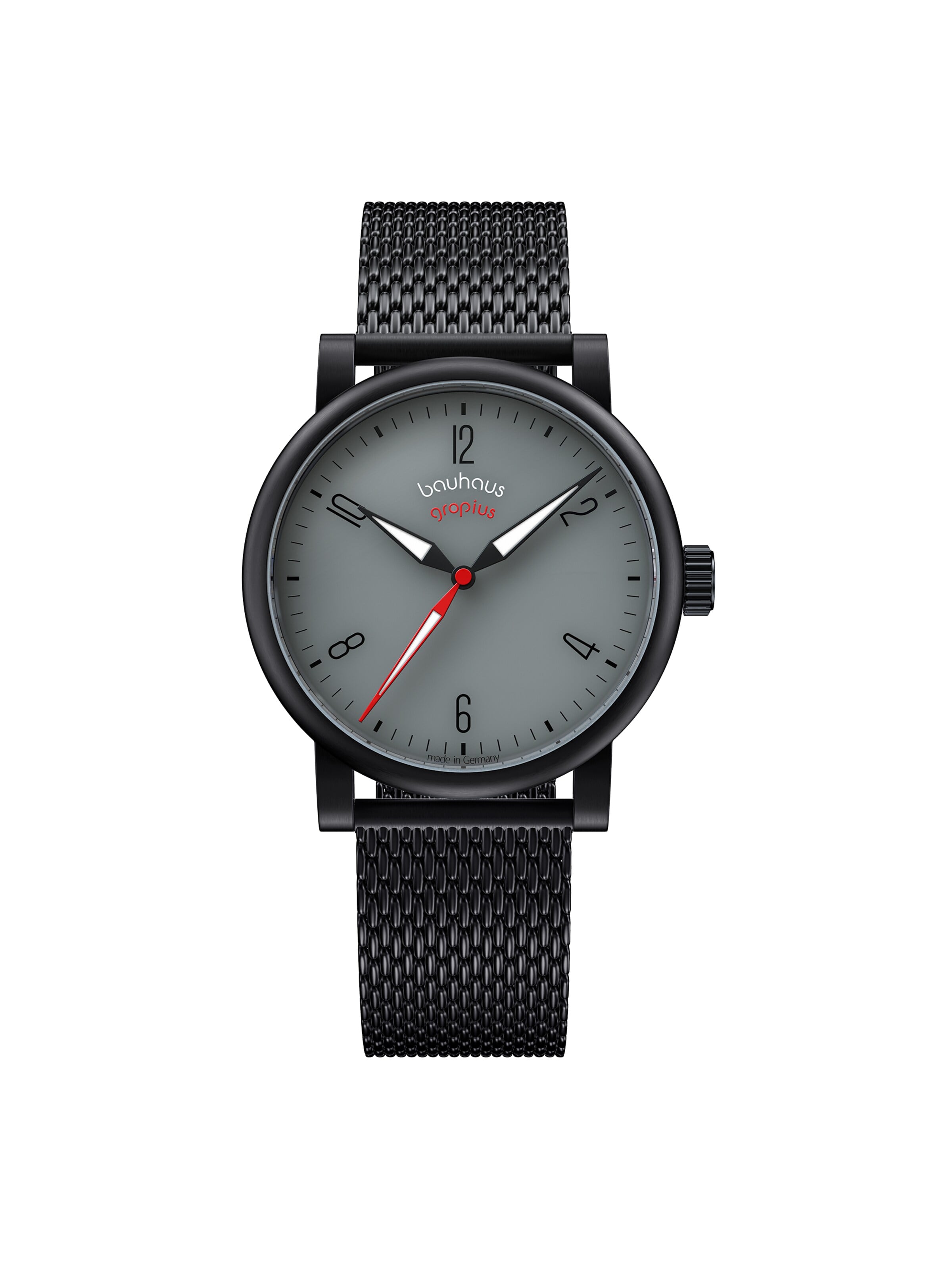 WALTER GROPIUS Analog Watch 'KONTUR' in Black: front