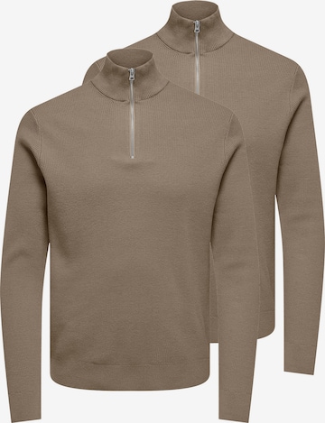 Only & Sons Pullover 'Phil' in Braun: Vorderseite
