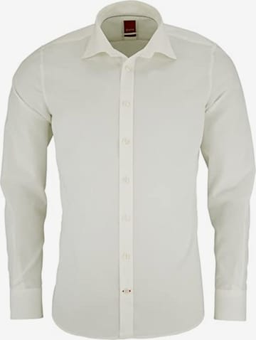 Hatico Slim fit Button Up Shirt in Beige: front