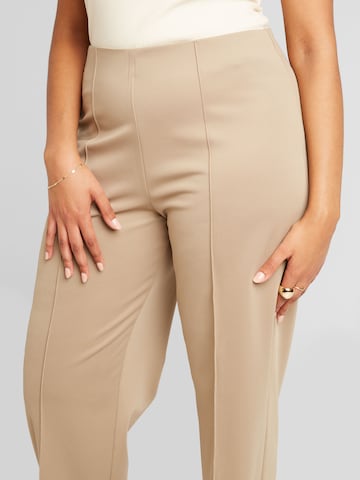 ONLY Carmakoma Regular Pleat-Front Pants 'LAUREL' in Brown