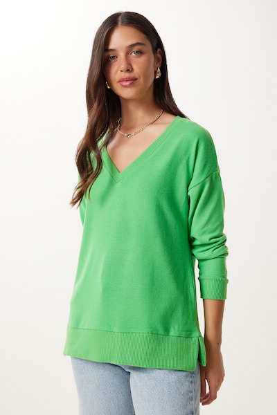 Happiness İstanbul Pull-over en S en vert clair, Vue avec produit