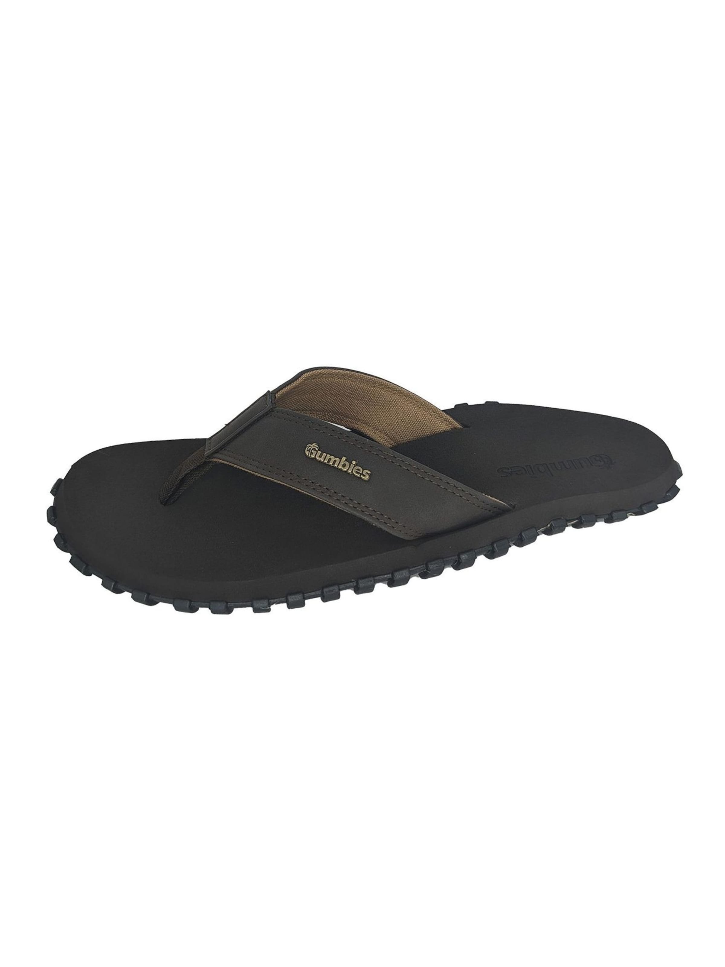 Gumbies T-Bar Sandals in Brown: front