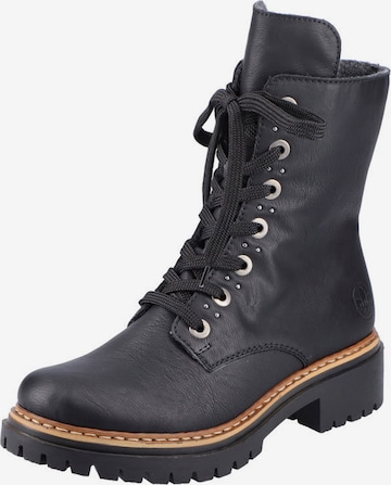 Rieker Lace-Up Ankle Boots in Black: front