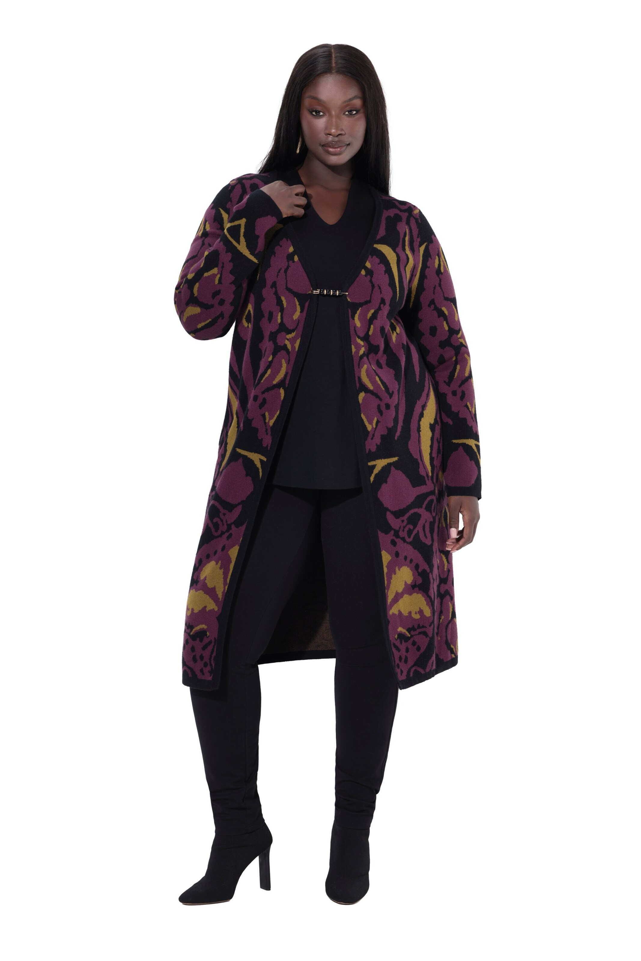 Ulla Popken Strickjacke in Schwarz: Vorderseite